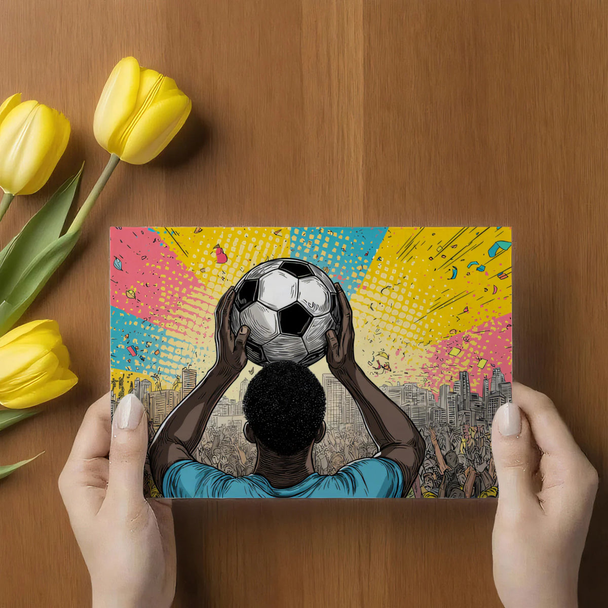 Stadium Victory Mural Wallpaper — Pop Art Soccer Celebration Mural Wallpaper - room preview 03