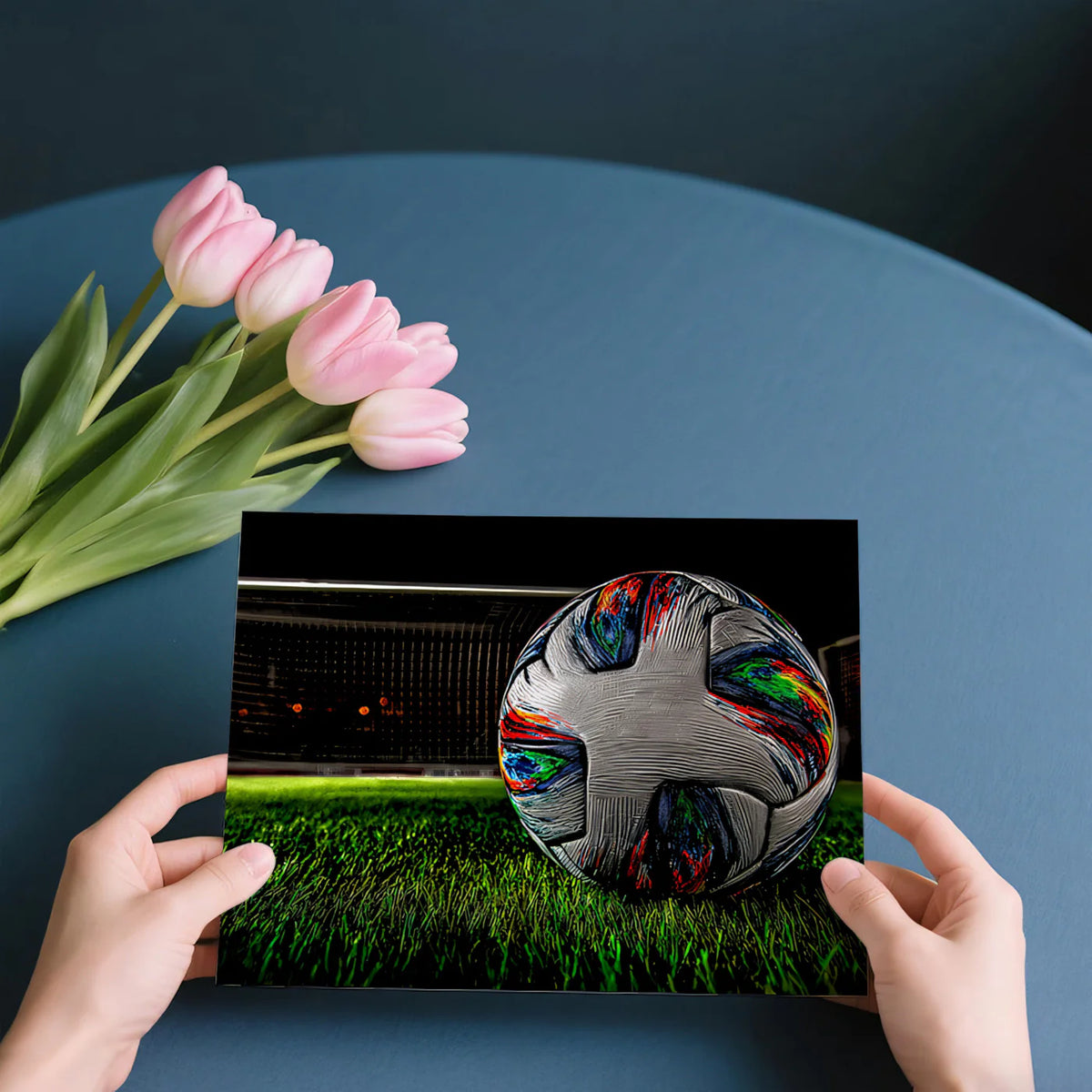 Abstract Soccer Ball Night Match Mural Wallpaper — Sport Art Mural Wallpaper - room preview 03