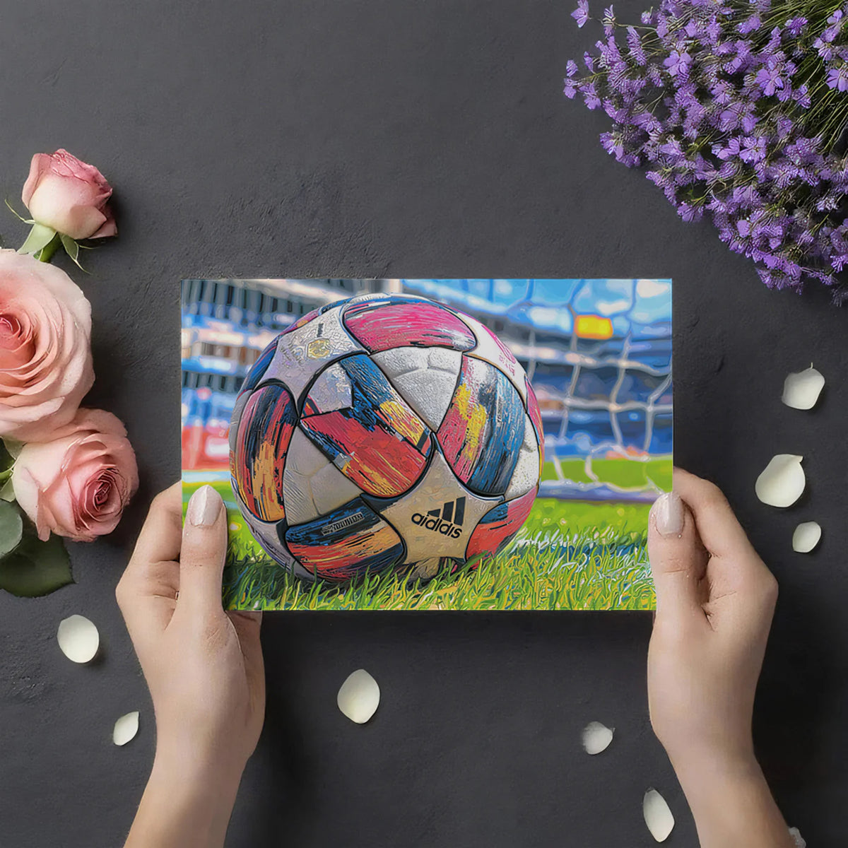 Abstract Soccer Ball Mural Wallpaper — Vibrant Brushstroke Sport Mural Wallpaper - room preview 03
