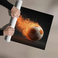 Flaming Soccer Ball Mural Wallpaper — High Energy Sports Motion Art Mural Wallpaper - room preview 03