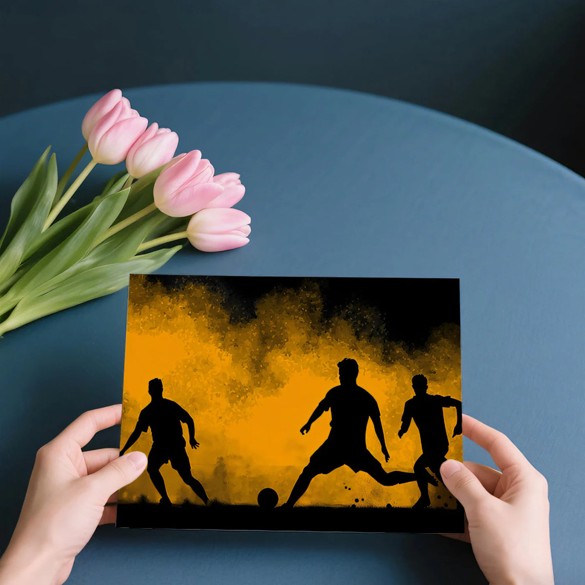 Soccer Action Mural Wallpaper — Dynamic Silhouette and Smoke Burst Mural Wallpaper - room preview 03