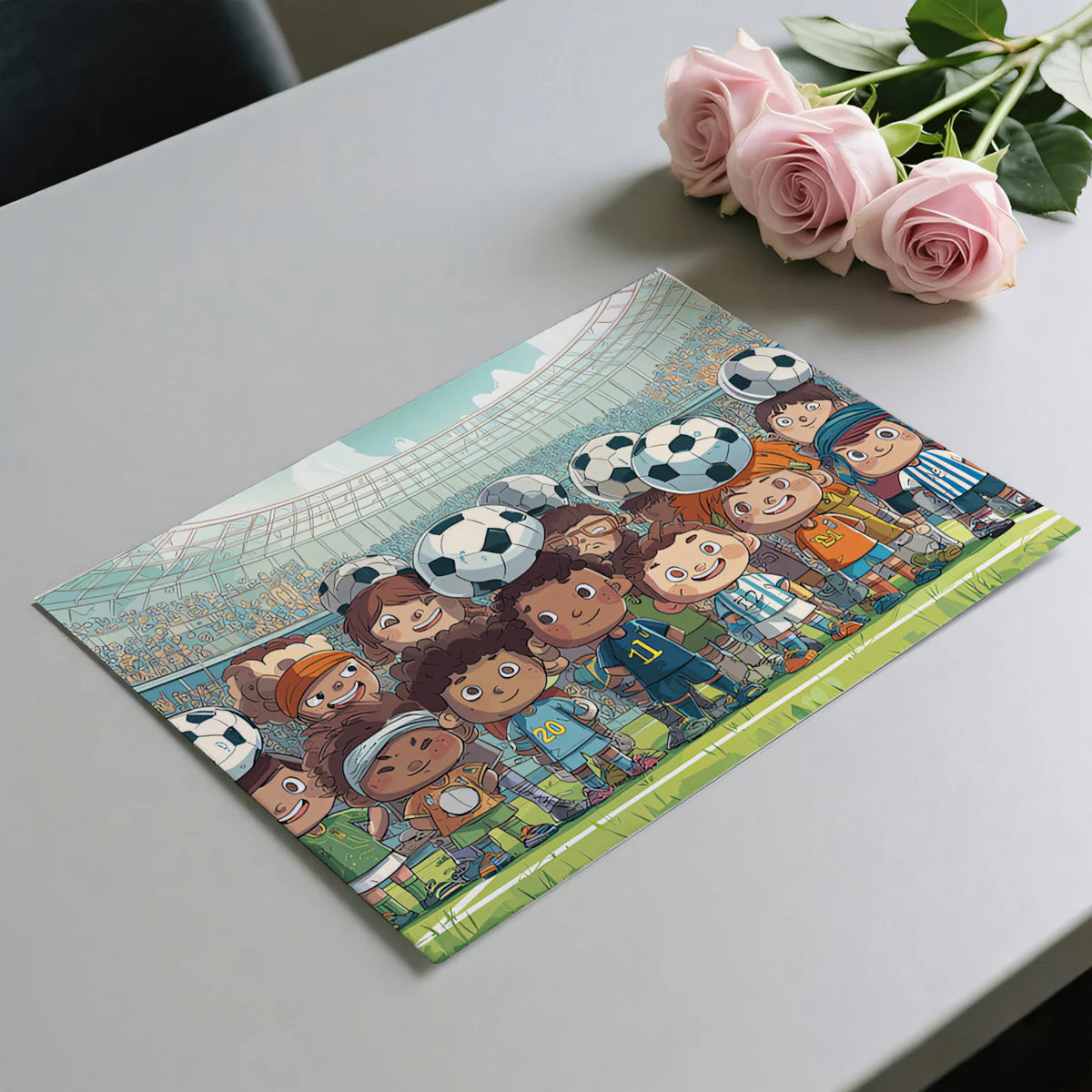 Soccer Champions Mural Wallpaper — Cheerful Stadium Scene Mural Wallpaper - room preview 03
