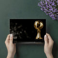 Gleaming Gold Soccer Trophy Mural Wallpaper — Modern Sports Decor Mural Wallpaper - room preview 03
