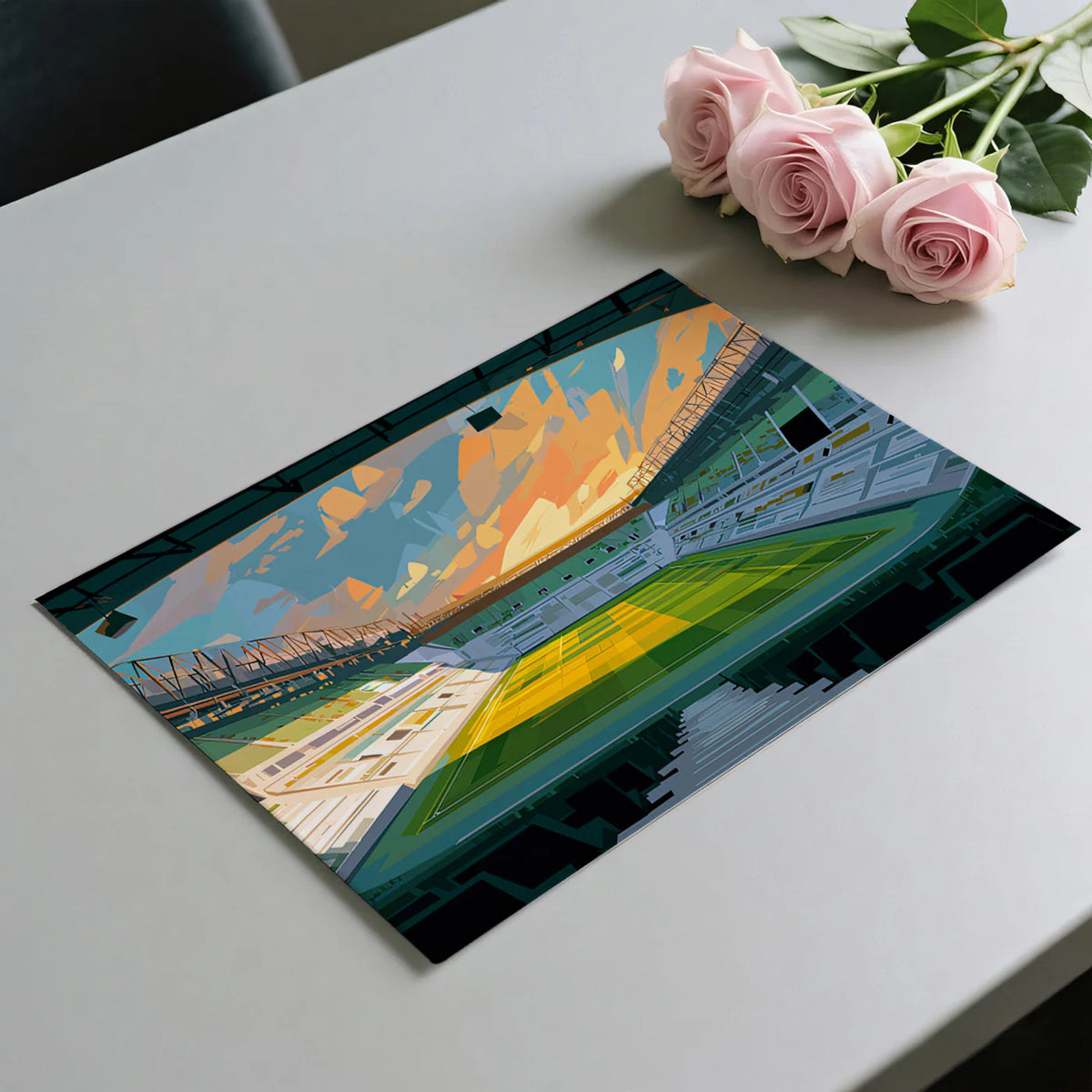 Sunrise Stadium Abstract Mural Wallpaper — Painterly Sport Motif Mural Wallpaper - room preview 03