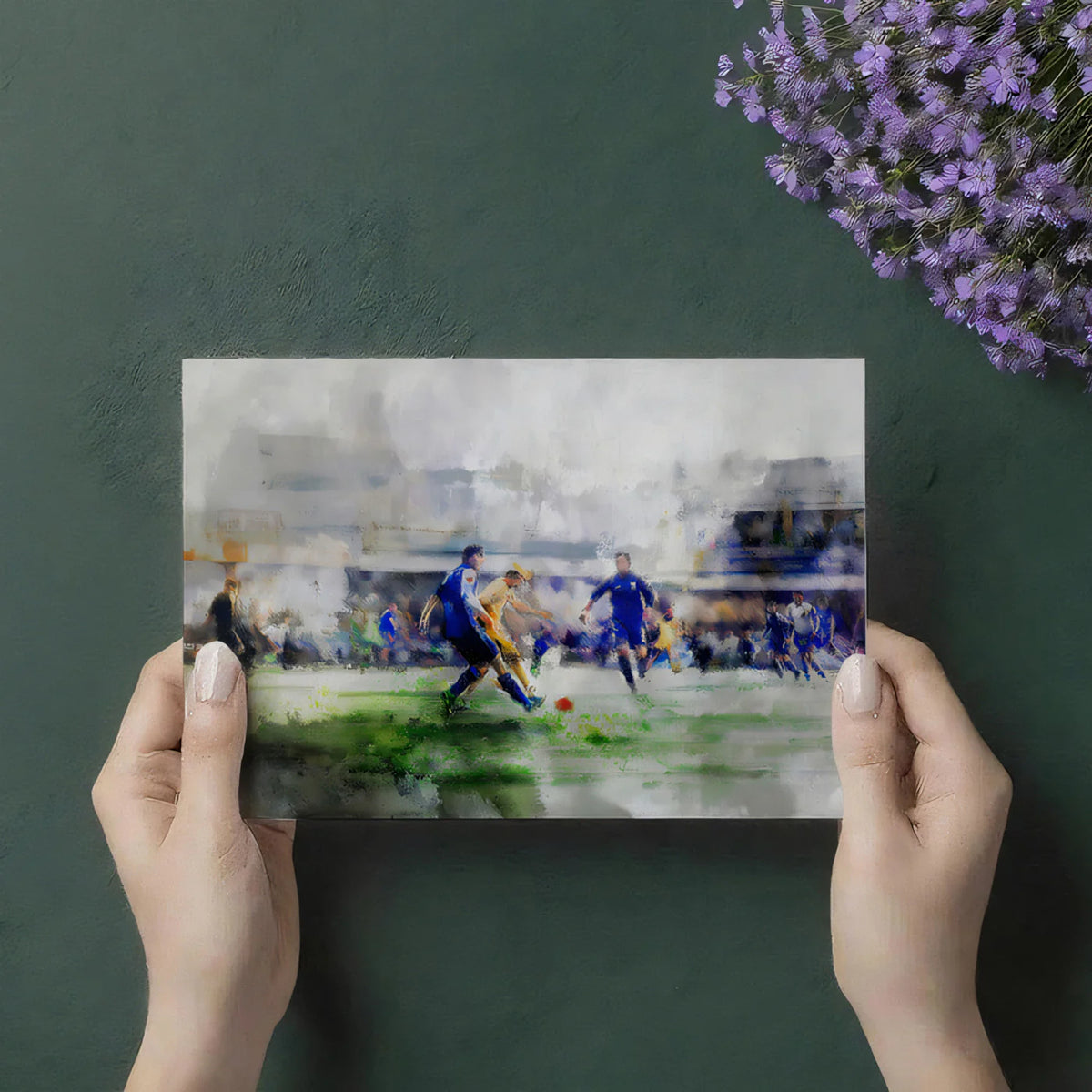 Watercolor Soccer Pitch Mural Wallpaper — Fluid Athletic Art Mural Wallpaper - room preview 03