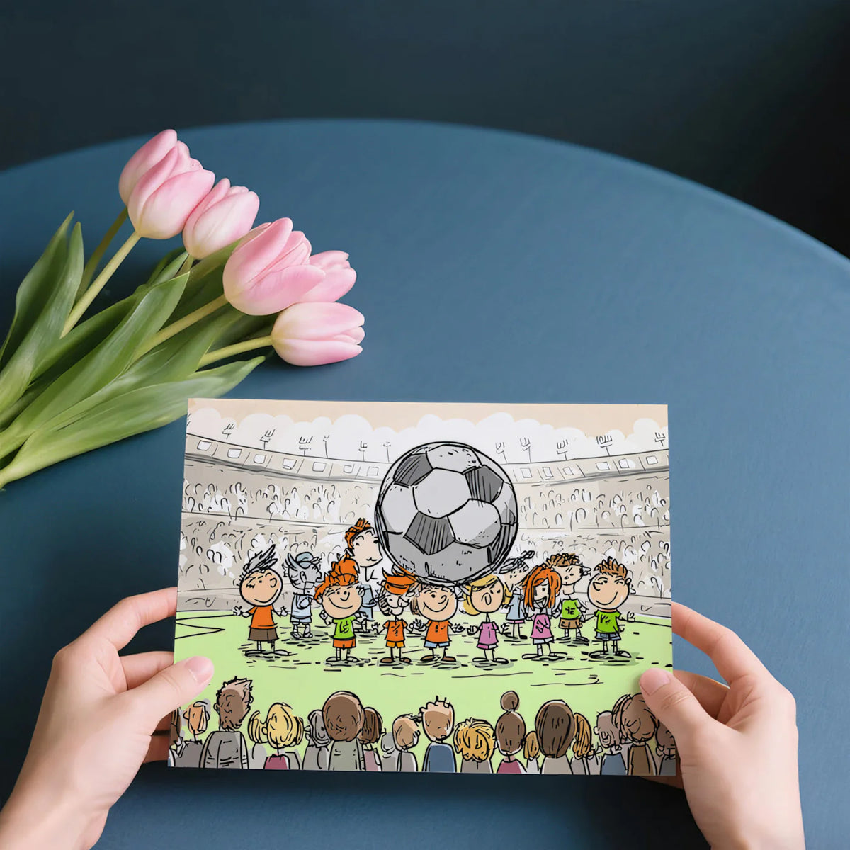 Soccer Stadium Kids Sketch Mural Wallpaper — Whimsical Cartoon Mural Wallpaper - room preview 03