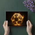 Fiery Soccer Ball Mural Wallpaper — Glowing Geometric Sports Art Mural Wallpaper - room preview 03