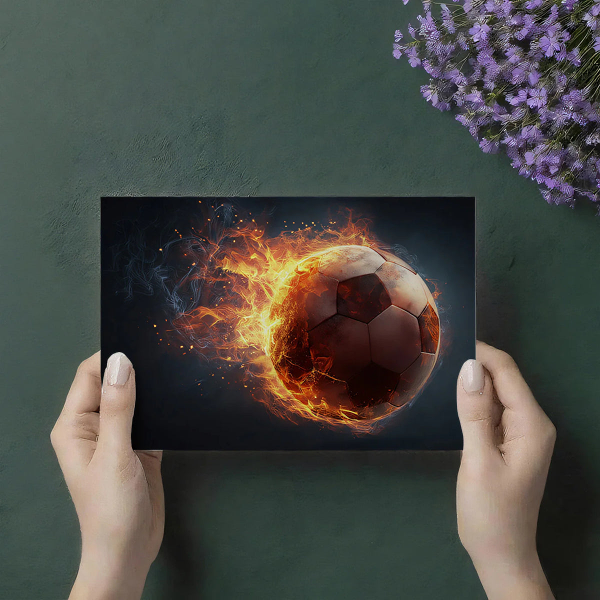 Fiery Soccer Ball Mural Wallpaper — High-Energy Athletic Decor Mural Wallpaper - room preview 03