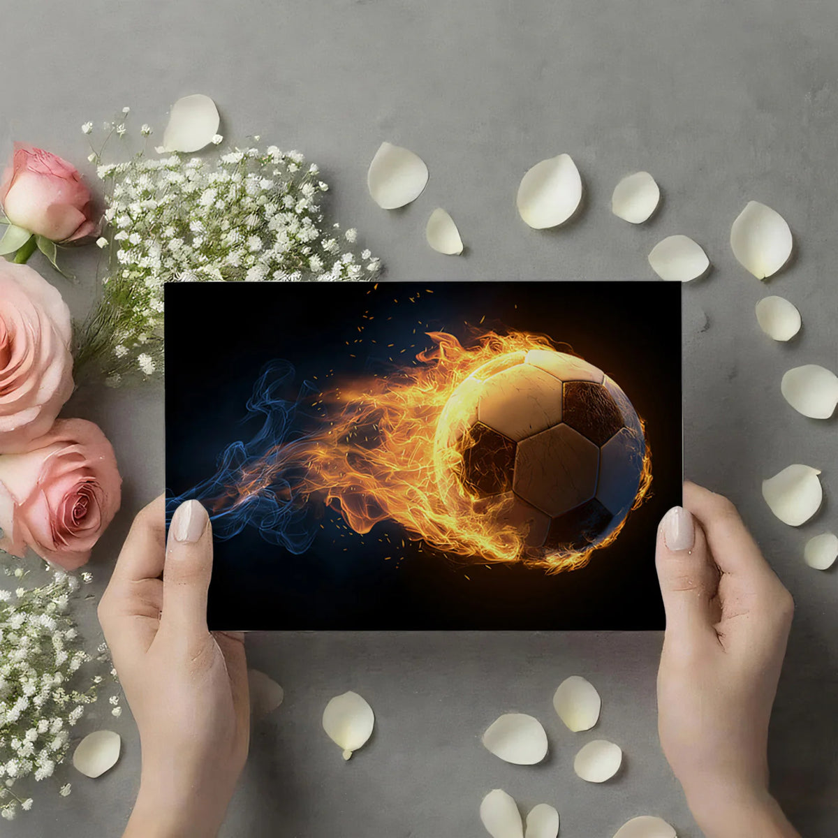 Fiery Soccer Ball Mural Wallpaper — High-Speed Sports Wall Art Mural Wallpaper - room preview 03