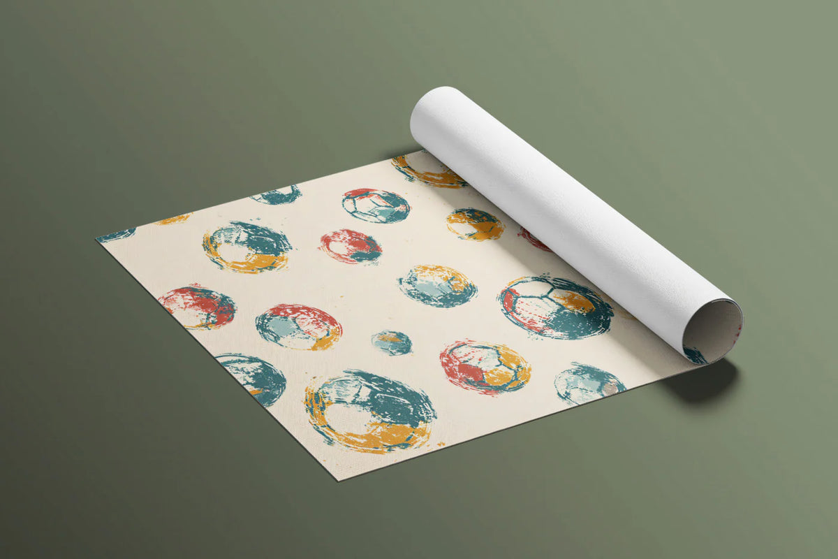 Vintage Soccer Ball Pattern Mural Wallpaper —Retro Sport Design Mural Wallpaper - room preview 03