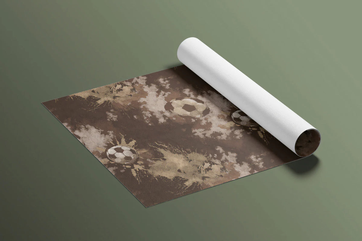 Distressed Sepia Soccer Mural Wallpaper — Grunge Sports Pattern Mural Wallpaper - room preview 03