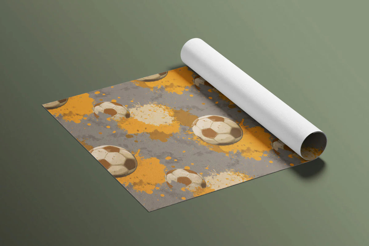 Distressed Soccer Ball Mural Wallpaper — Vintage Grunge Sports Pattern Mural Wallpaper - room preview 03