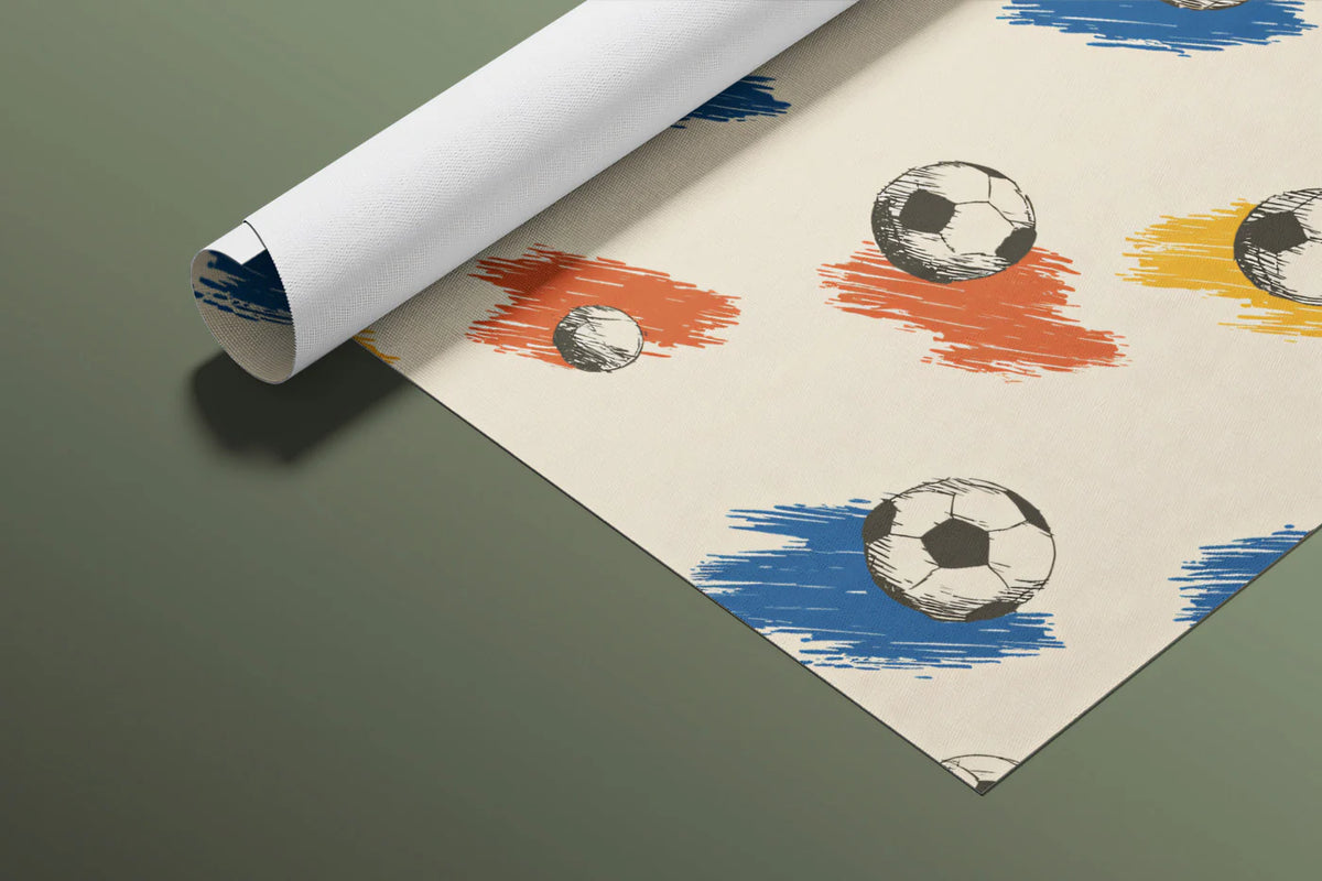 Retro Soccer Sketch Mural Wallpaper —Playful Sports Motif Mural Wallpaper - room preview 03
