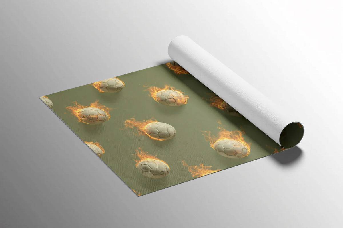Flaming Soccer Ball Mural Wallpaper — High-Energy Athletic Print Mural Wallpaper - room preview 03