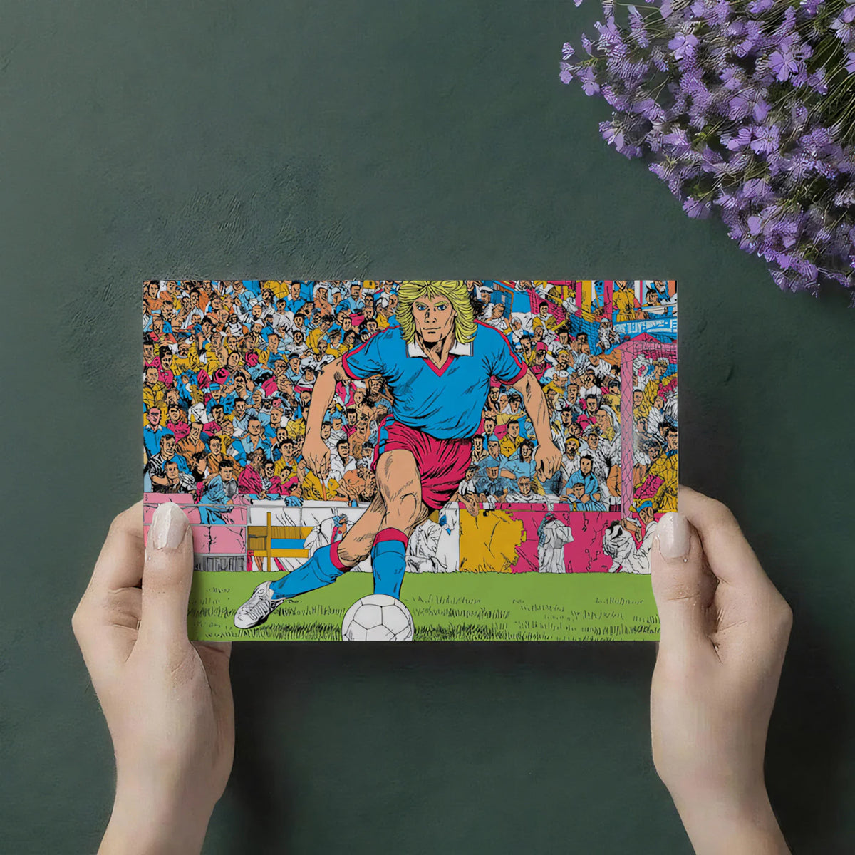 Retro Football Comic Mural Wallpaper — 80s Sports Illustration Mural Wallpaper - room preview 03