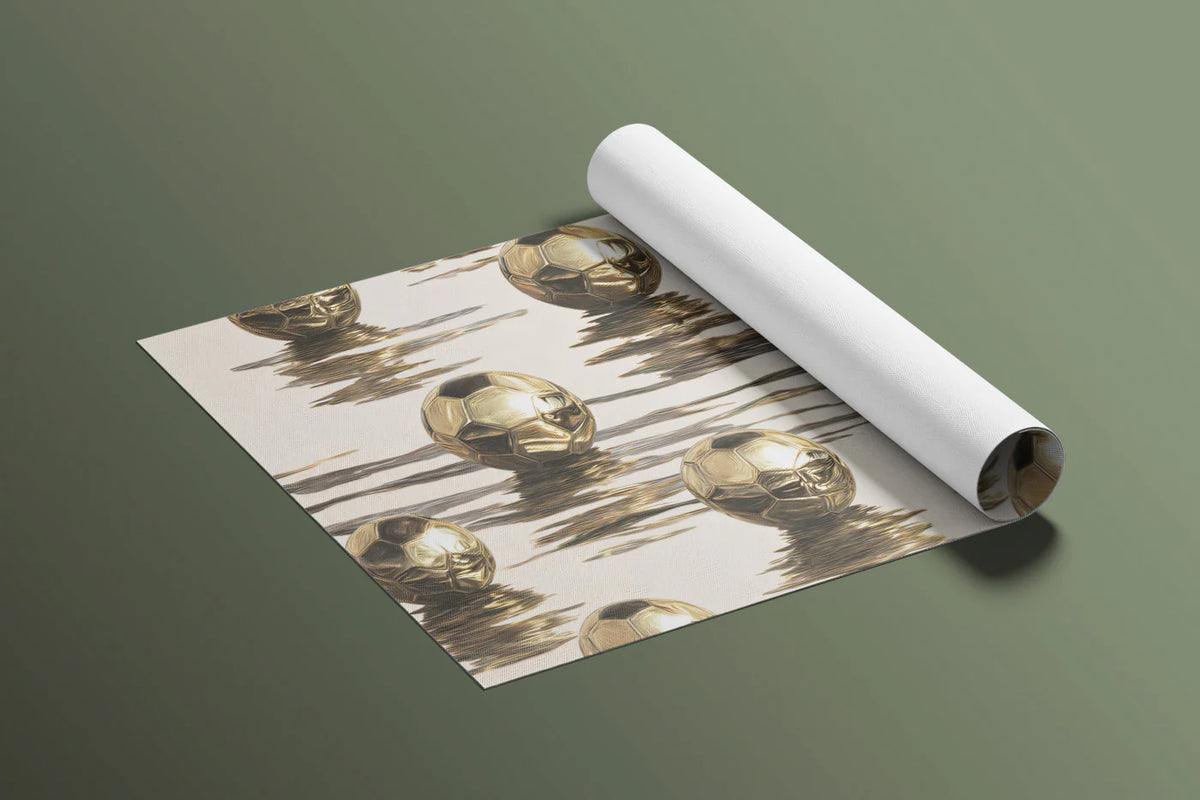 Metallic Gold Soccer Ball Pattern Mural Wallpaper — Luxe Liquid Mural Wallpaper - room preview 03
