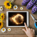 Golden Flaming Soccer Ball Mural Wallpaper — High-Contrast Energy Mural Wallpaper - room preview 03