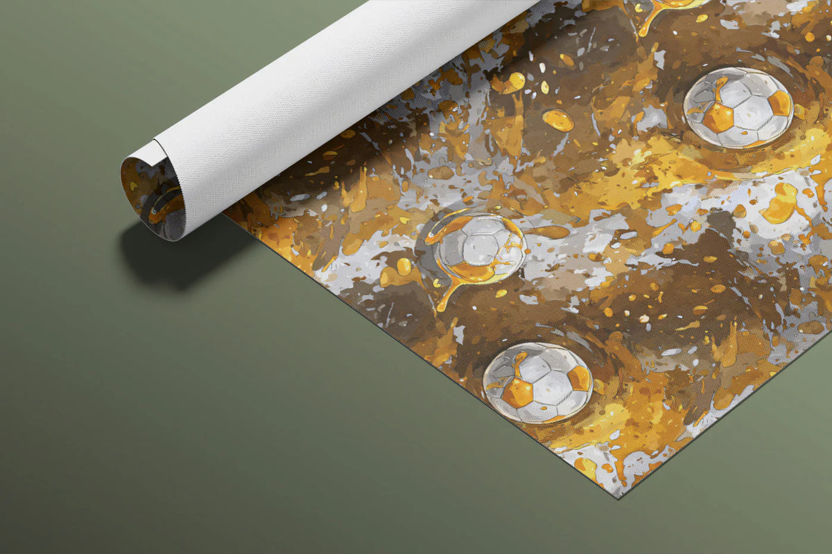 Golden Splatter Soccer Ball Mural Wallpaper — Sporty Modern Design Mural Wallpaper - room preview 03