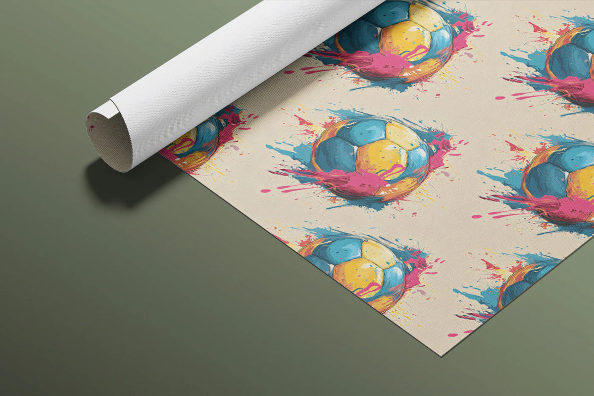 Sporty Soccer Ball Mural Wallpaper —Vibrant Retro Sketch Print Mural Wallpaper - room preview 03