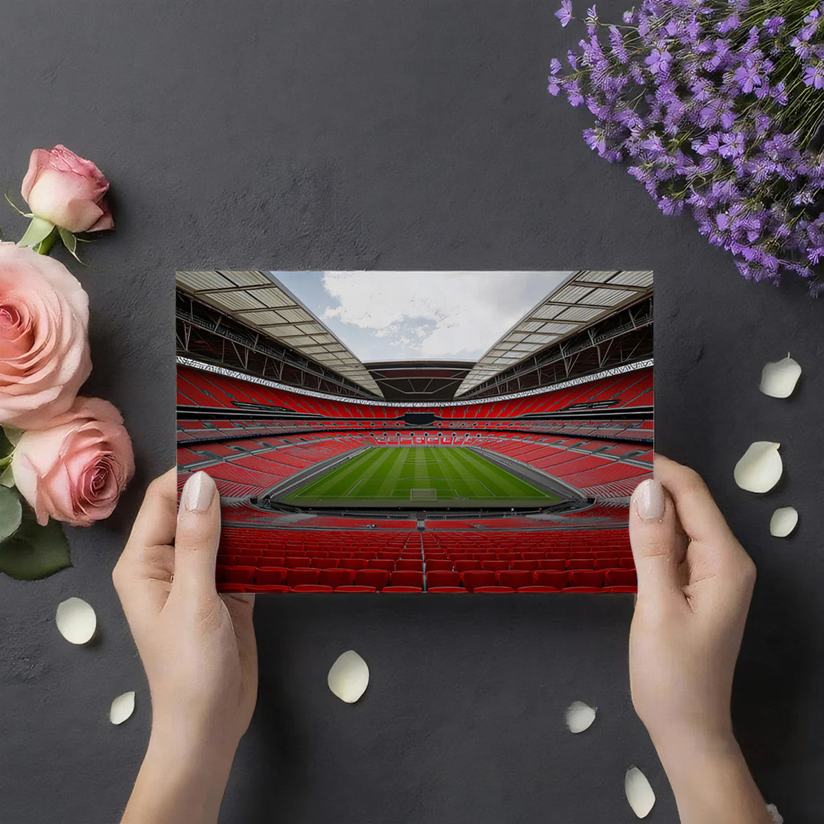 Empty Stadium Red Seating Mural Wallpaper — Athletic Geometry Mural Wallpaper - room preview 03