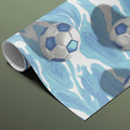 Soccer Ball and Wave Mural Wallpaper — Dynamic Blue Sports Motif Mural Wallpaper - room preview 03
