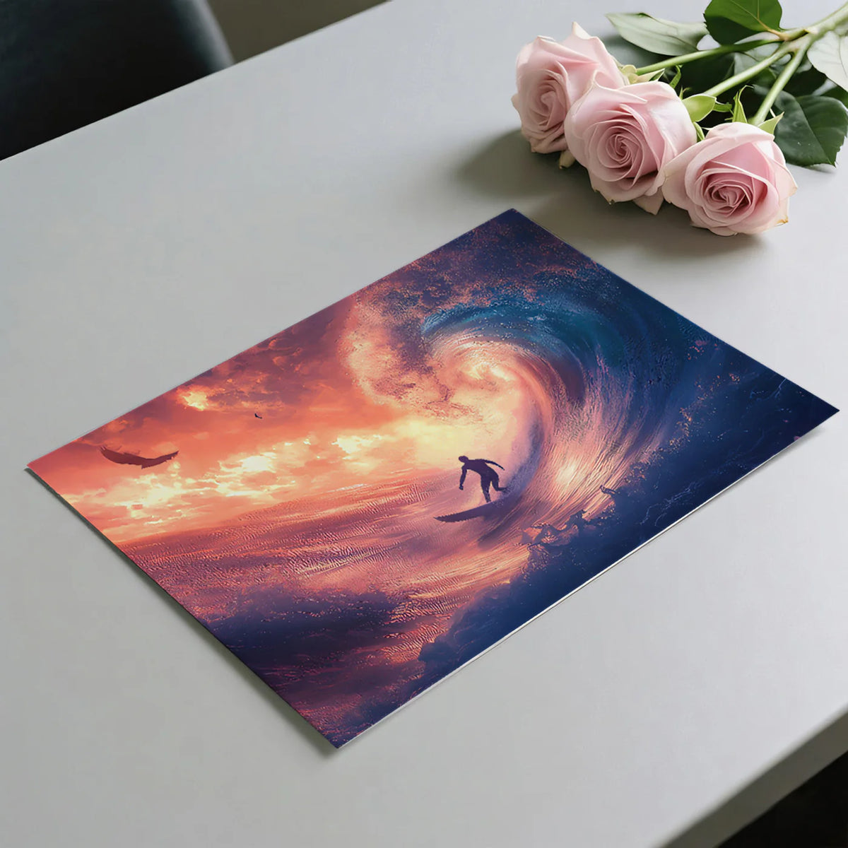 Fiery Ocean Surf Mural Wallpaper — Dramatic Coastal Wave Scene Mural Wallpaper - room preview 03