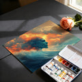 Surreal Elemental Wave Mural Wallpaper — Dreamlike Abstract Art Mural Wallpaper - room preview 03
