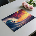 Fiery Surfing Wave Mural Wallpaper — High-Action Coastal Design Mural Wallpaper - room preview 03