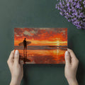 Surfer Silhouette Sunset Mural Wallpaper — Cinematic Coastal Art Mural Wallpaper - room preview 03