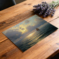 Sailing Ship Golden Sunset Mural Wallpaper — Atmospheric Oil Painting Mural Wallpaper - room preview 03