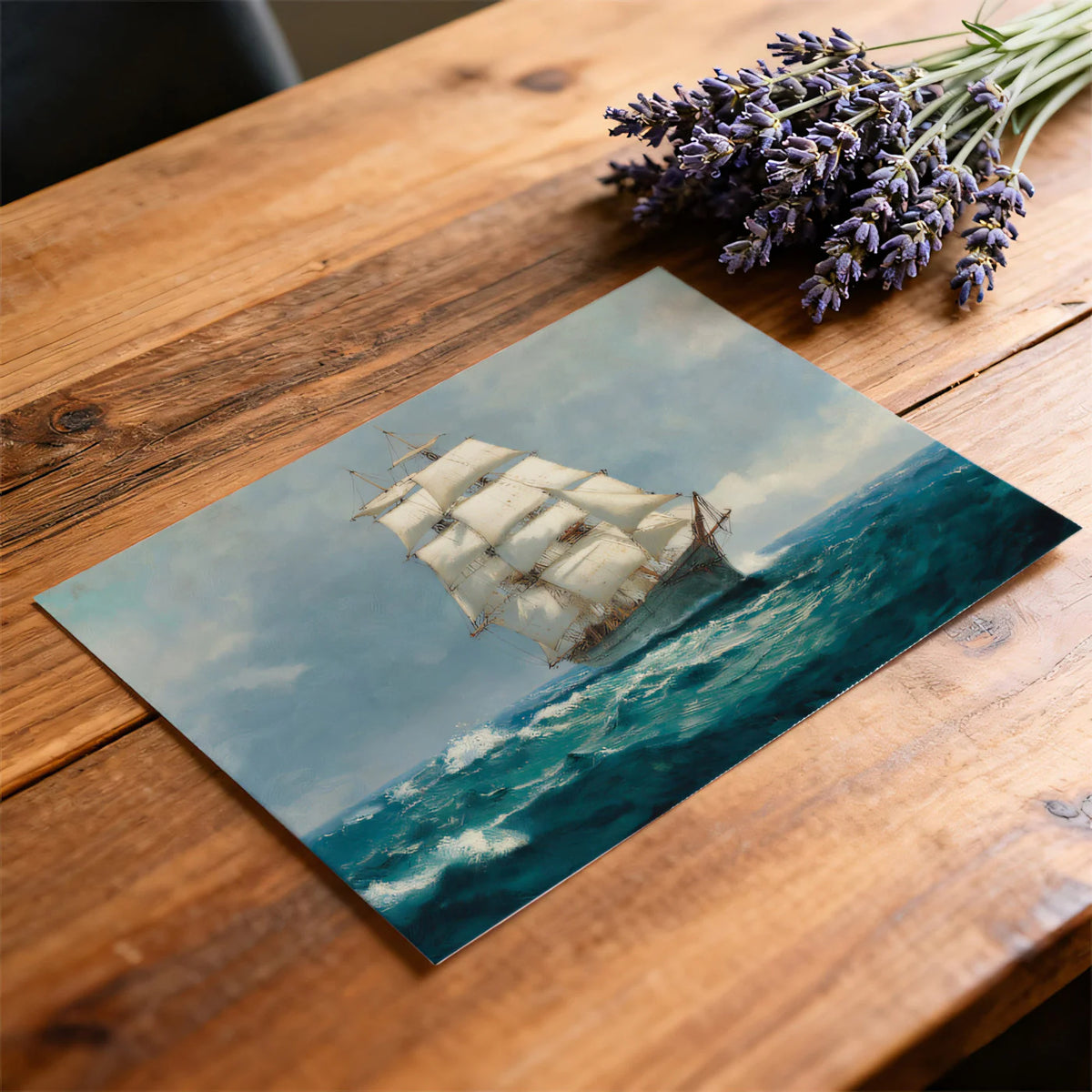 Tall Ship at Sea Mural Wallpaper — Impressionistic Marine Art Mural Wallpaper - room preview 03