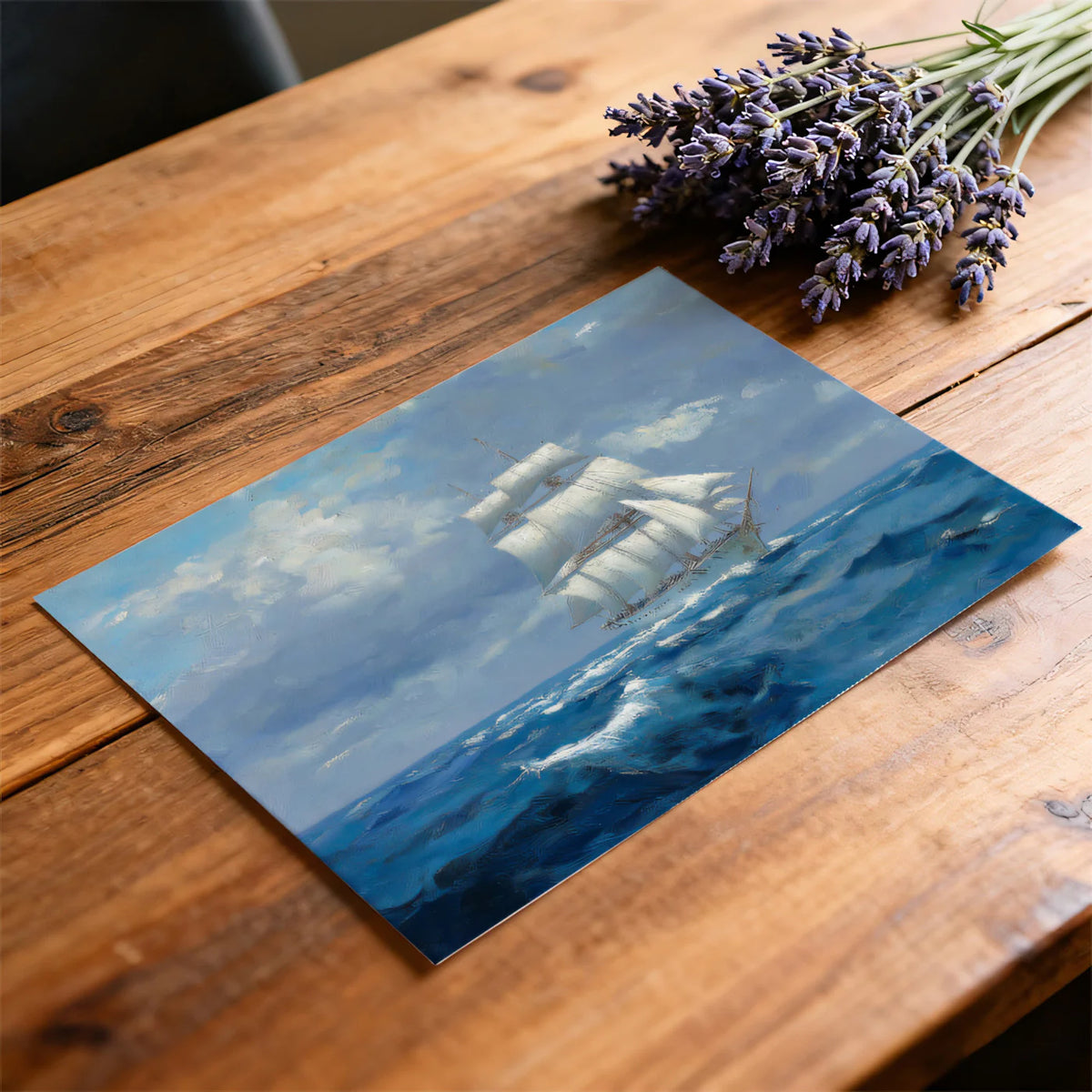 Tall Ship Ocean Mural Wallpaper — Classic Maritime Oil Painting Mural Wallpaper - room preview 03