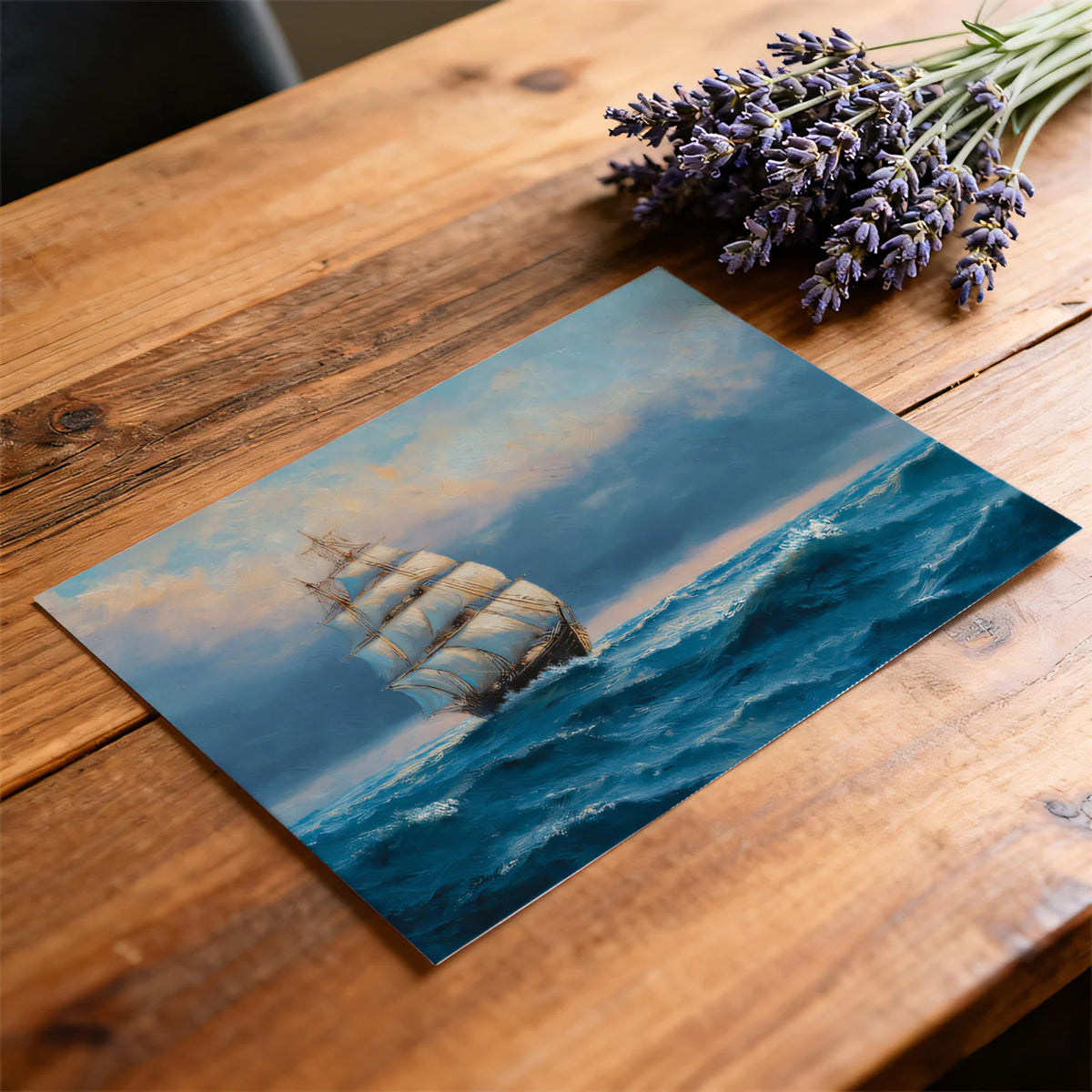 Tall Ship at Sea Mural Wallpaper — Oil Painting Nautical Design Mural Wallpaper - room preview 03
