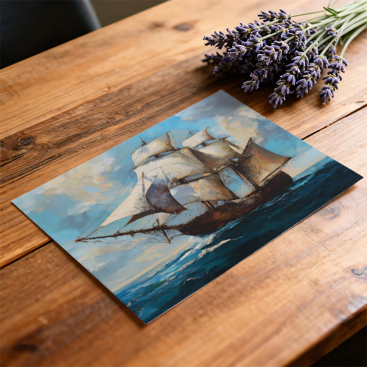 Galleon at Sea Mural Wallpaper — Oil Painting Style Maritime Art Mural Wallpaper - room preview 03