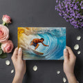 Fiery Ocean Barrel Surfing Mural Wallpaper — High Energy Coastal Art Mural Wallpaper - room preview 03