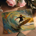 Surfer Wave Impressionist Mural Wallpaper — Dynamic Coastal Art Mural Wallpaper - room preview 03