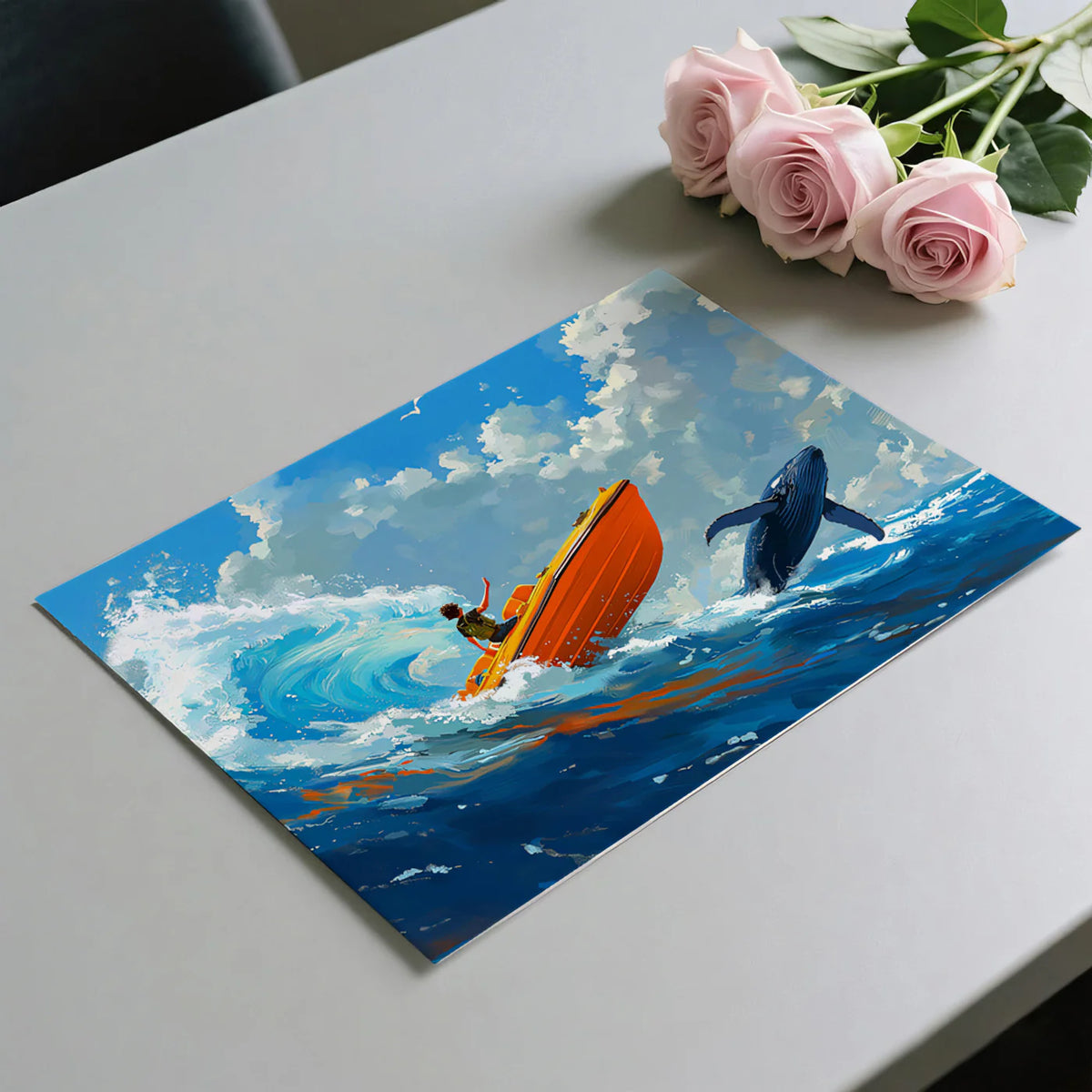 Ocean Adventure Whale Mural Wallpaper — Vibrant Nautical Art Mural Wallpaper - room preview 03