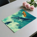 Aerial Ocean Whale and Dolphin Mural Wallpaper — Painterly Adventure Mural Wallpaper - room preview 03