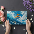 Corgi Surfing Ocean Wave Mural Wallpaper — Playful Coastal Art Mural Wallpaper - room preview 03