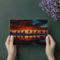 Surfer Lineup Sunset Mural Wallpaper — Dramatic Oil Painting Style Mural Wallpaper - room preview 03