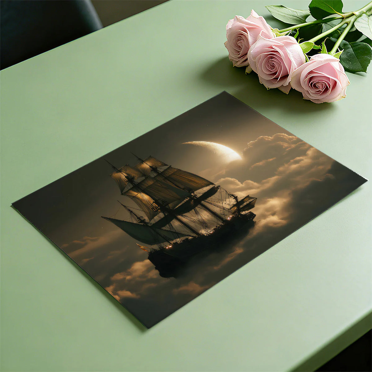 Celestial Galleon Mural Wallpaper — Fantasy Night Sky Decor Mural Wallpaper - room preview 03