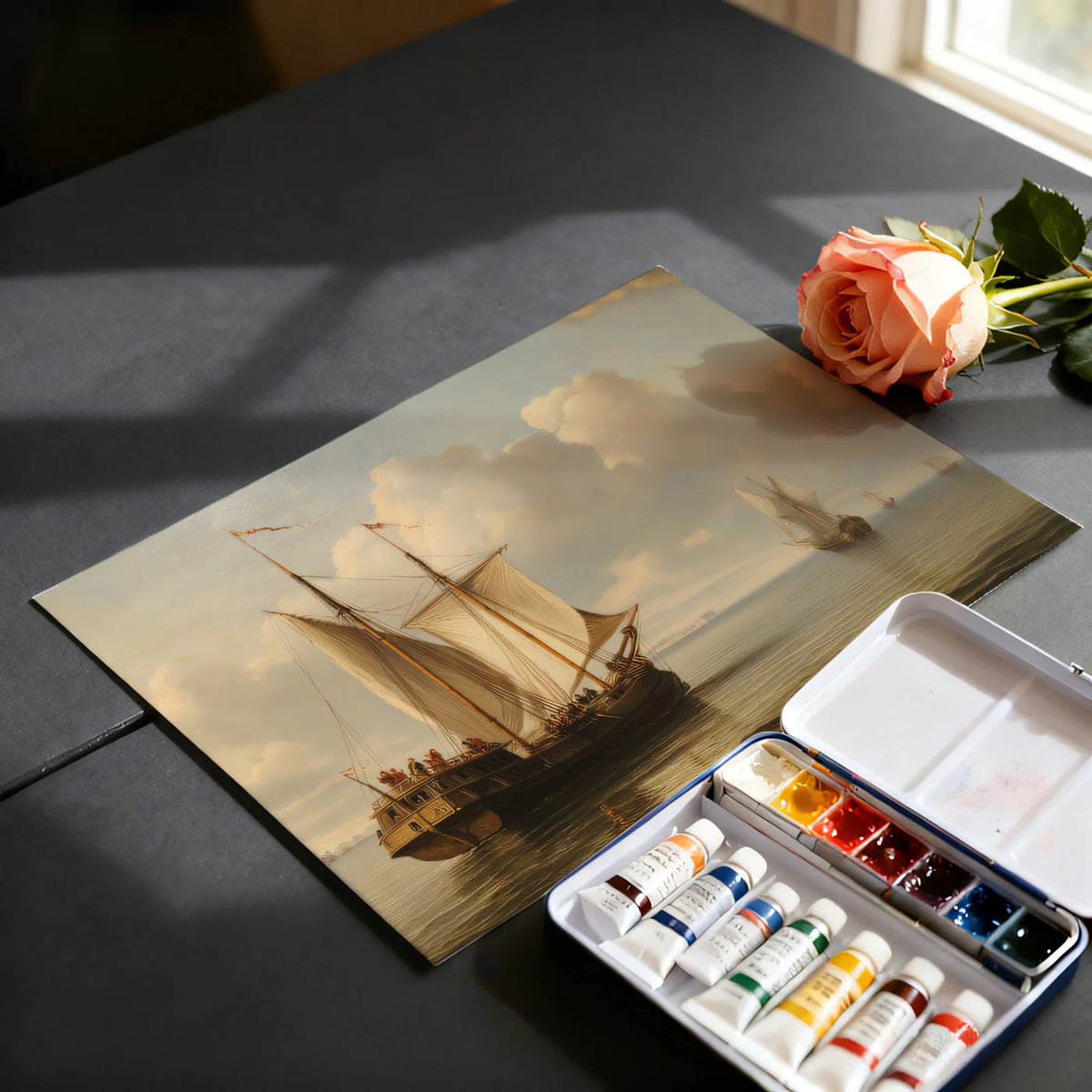 Dutch Golden Age Seascape Mural Wallpaper — Oil Painting Aesthetic Mural Wallpaper - room preview 03