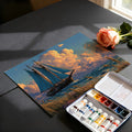Coastal Schooner Sunset Mural Wallpaper — Dreamy Marine Horizon Mural Wallpaper - room preview 03