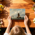 Rustic Coastal Sloop Oil Painting Mural Wallpaper — Maritime Classic Mural Wallpaper - room preview 03