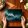 Turbulent Ocean Aerial Mural Wallpaper —Deep Teal Wave Swirls Mural Wallpaper - room preview 03
