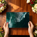 Aerial Ocean Wave Mural Wallpaper — Deep Teal and Foam Contrast Mural Wallpaper - room preview 03