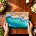 Aerial Ocean Waves and Sand Mural Wallpaper — Coastal Art Mural Wallpaper - room preview 03