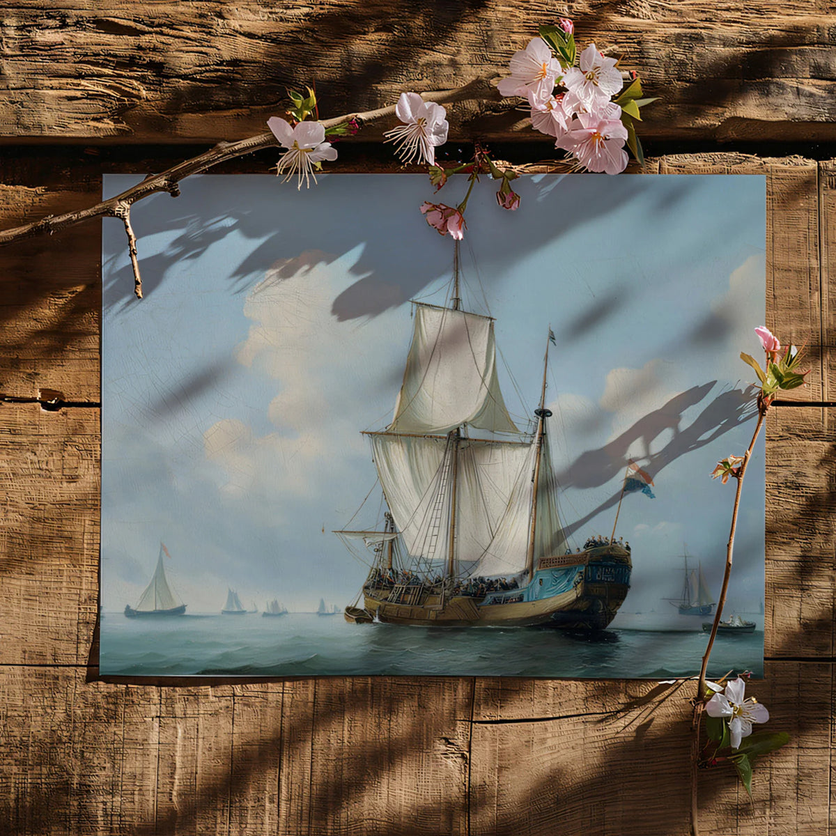 Dutch Maritime Seascape Mural Wallpaper — Historical Art Oil Painting Mural Wallpaper - room preview 03