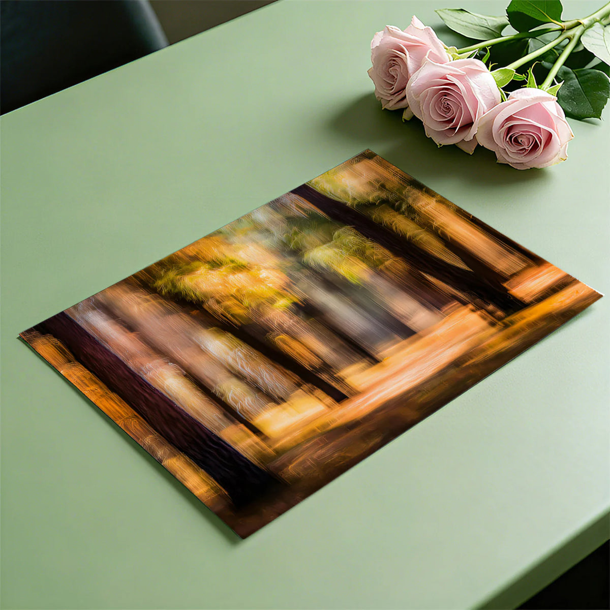 Autumn Forest Motion Blur Mural Wallpaper — Ethereal Woodland Art Mural Wallpaper - room preview 03
