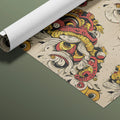 Eastern Dragon Folk Art Mural Wallpaper — Vibrant Mythical Motif Mural Wallpaper - room preview 03